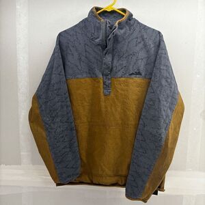 Kavu 1/4 Zip Pullover Canvas Jacket Gray & Brown Mens Size M Medium Vtg READ